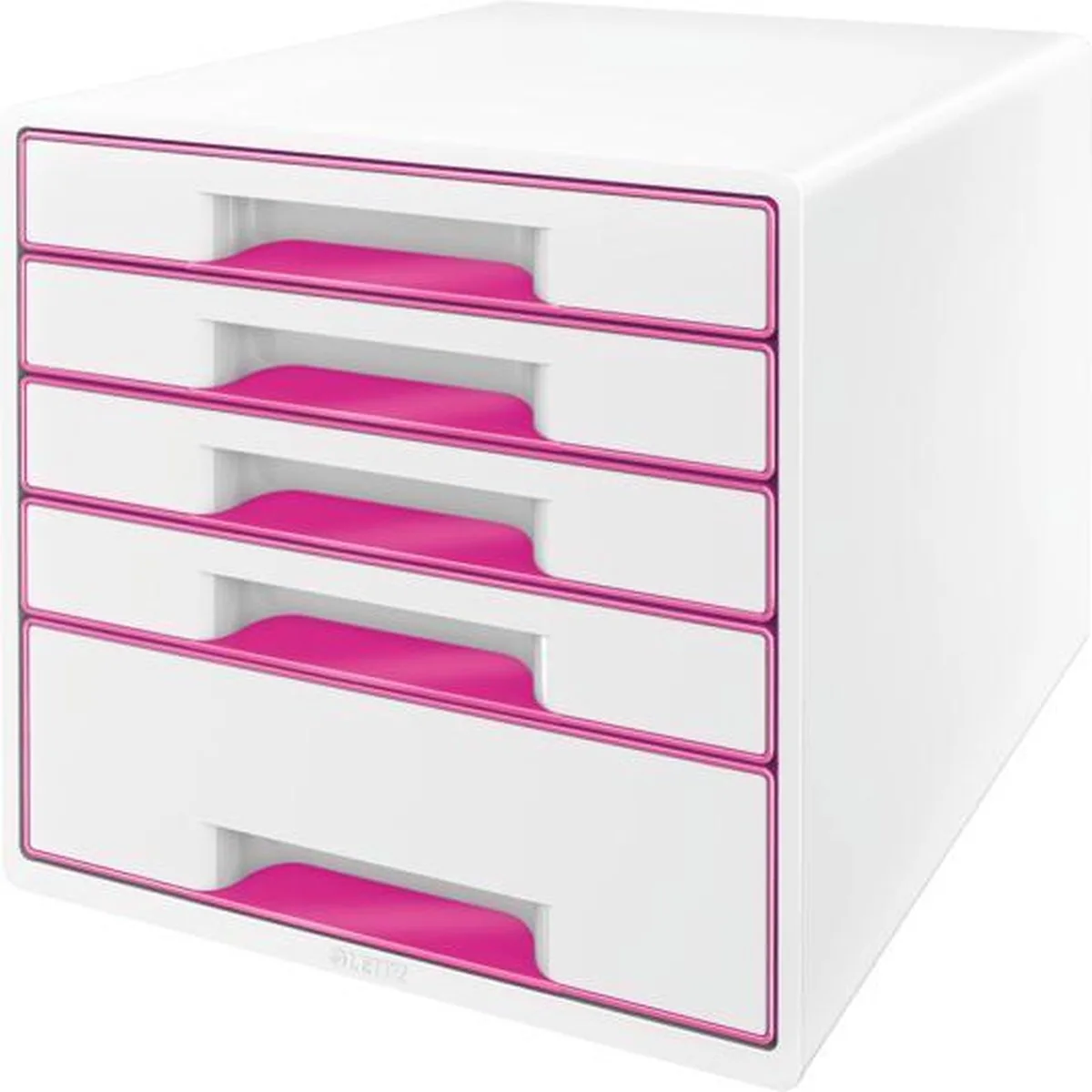 WOW Cube Ladenblok Met 5 Laden - Opberger met Vakken - Voor Kantoor En Thuiswerken - Ideaal Voor Thuiskantoor - Wit/Roze van Leitz in Wit – productfoto
