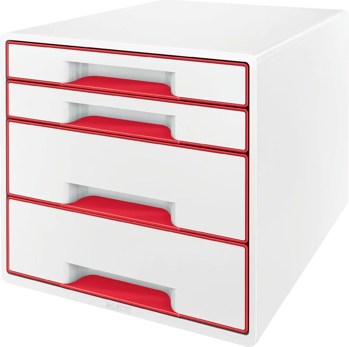 WOW Cube Ladenblok Met 5 Laden - Opberger met Vakken - Wit/Rood von Leitz in Weiß, Rot – Produktfoto