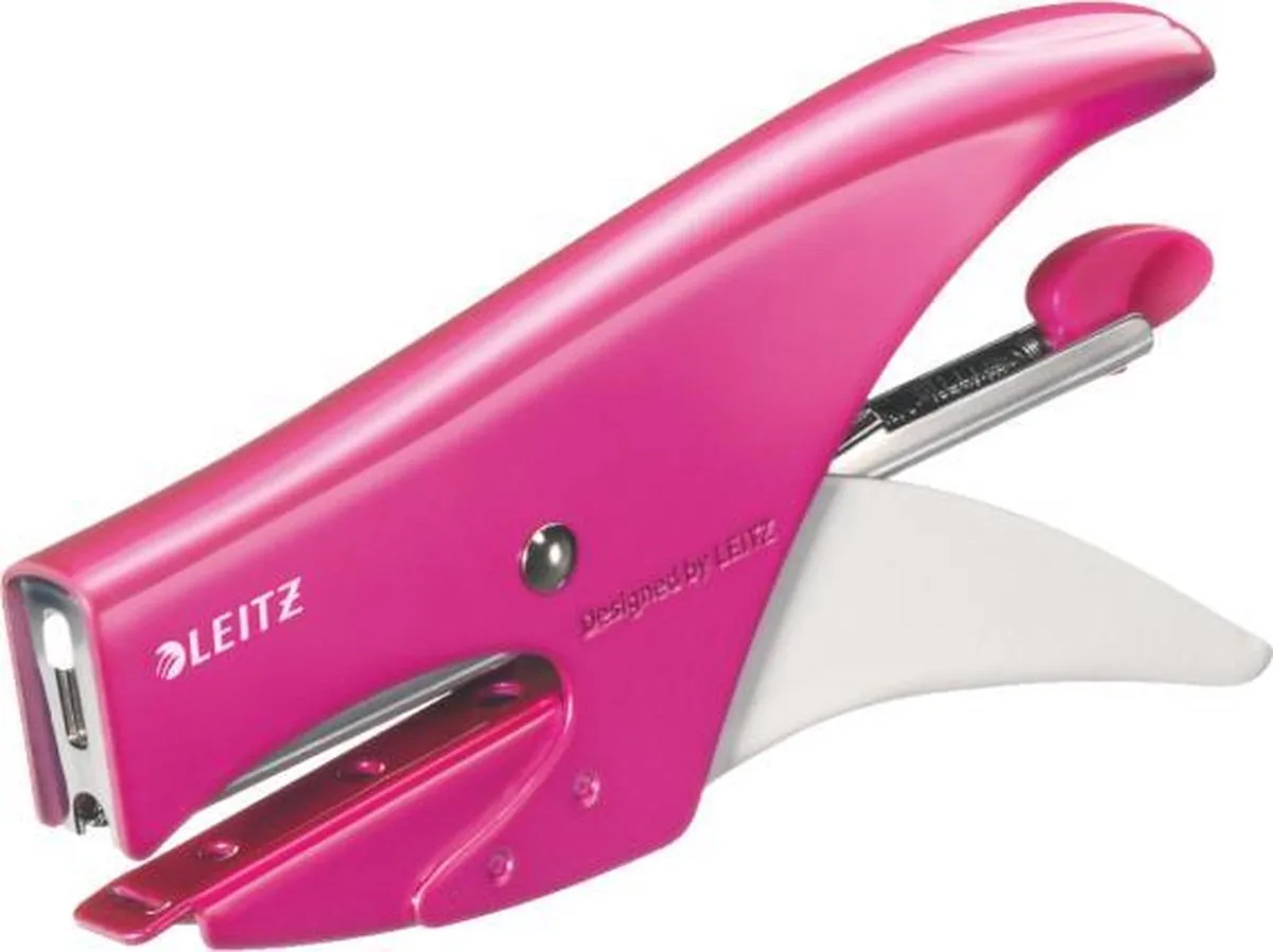 WOW Niettang Werkt met Leitz Nietjes Nr.10 - Capaciteit Van 15 Vel - Voor Kantoor En Thuiswerken - Ideaal Voor Thuiskantoor van Leitz in Roze – productfoto