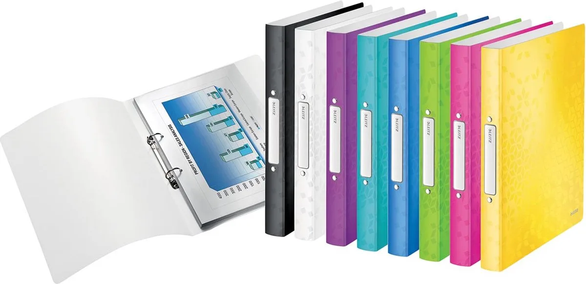 WOW ringmap, uit PP, ft geassorteerde kleuren 12 stuks de Leitz en A4 – photo produit