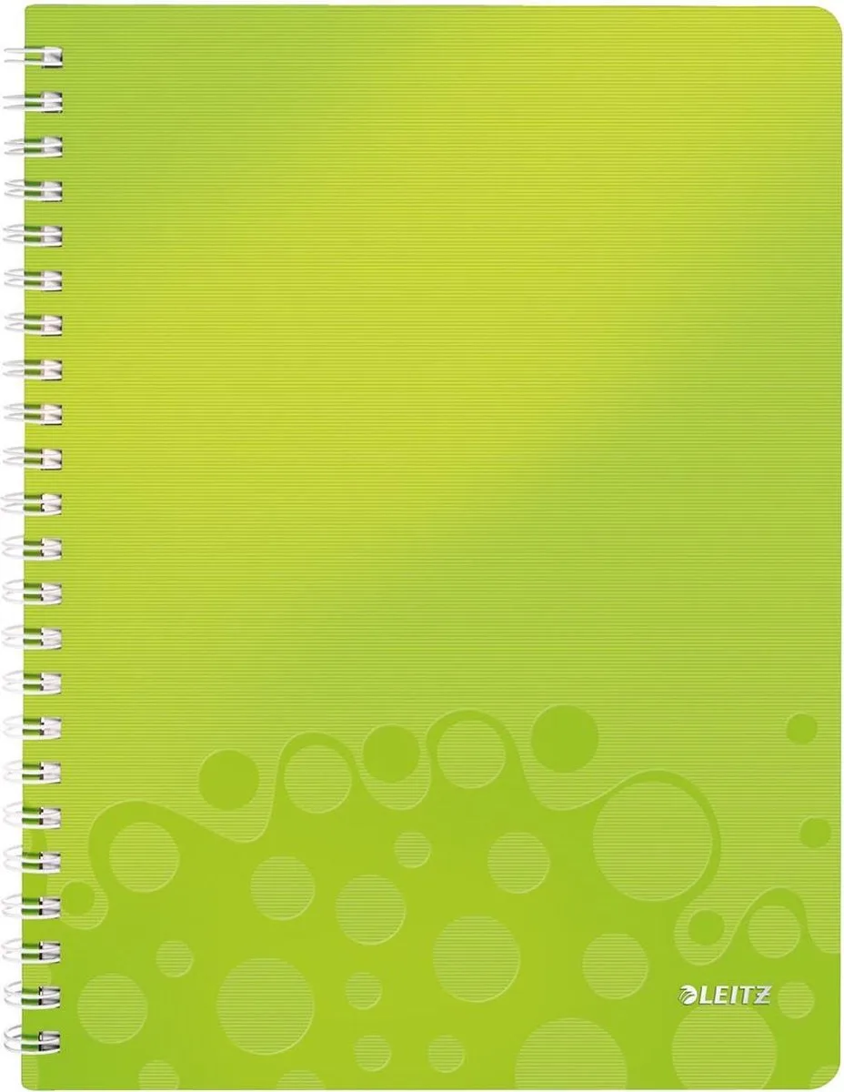 WOW Schrijfblok A4 Plastic Voor- en Achterblad Gelijnd Groen de Leitz en Metalllic Groen – photo produit