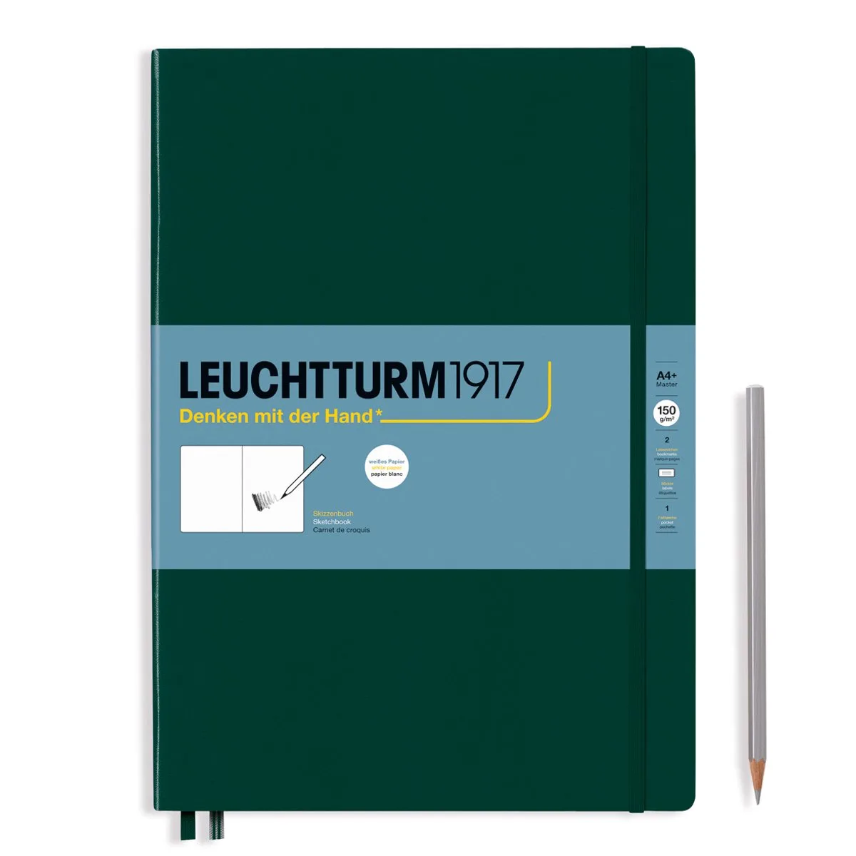 A4+ Master Schetsboek met harde kaft van Leuchtturm1917 in Forest green – productfoto