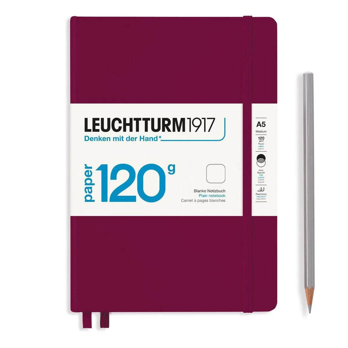 A5 Medium 120 grams editie Notitieboek blanco Port de Leuchtturm1917 en Port red – photo produit