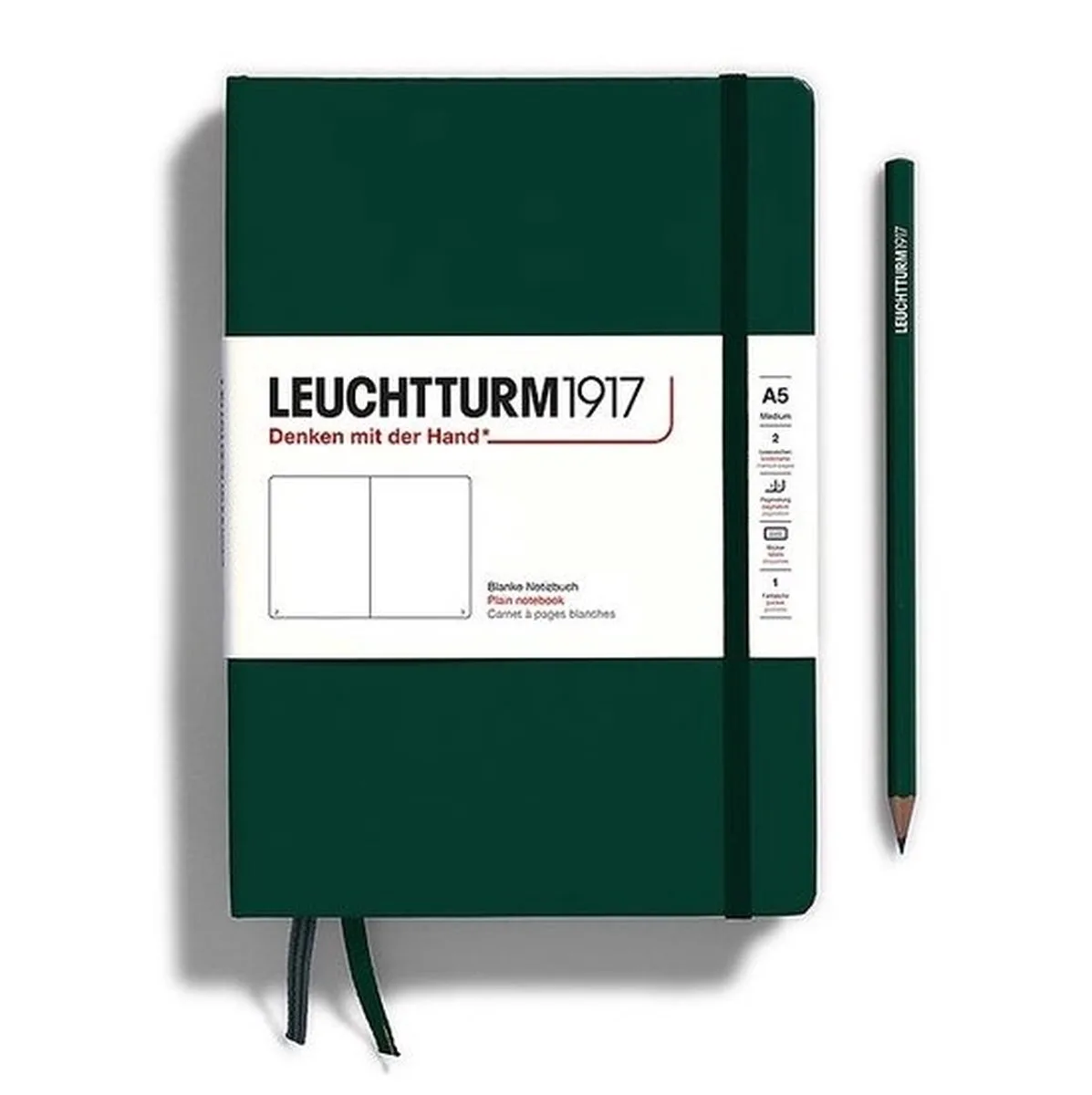 A5 Medium Natural Colours Notitieboek blanco - Notebook - 4004117625923 van Leuchtturm1917 in Forest Green – productfoto