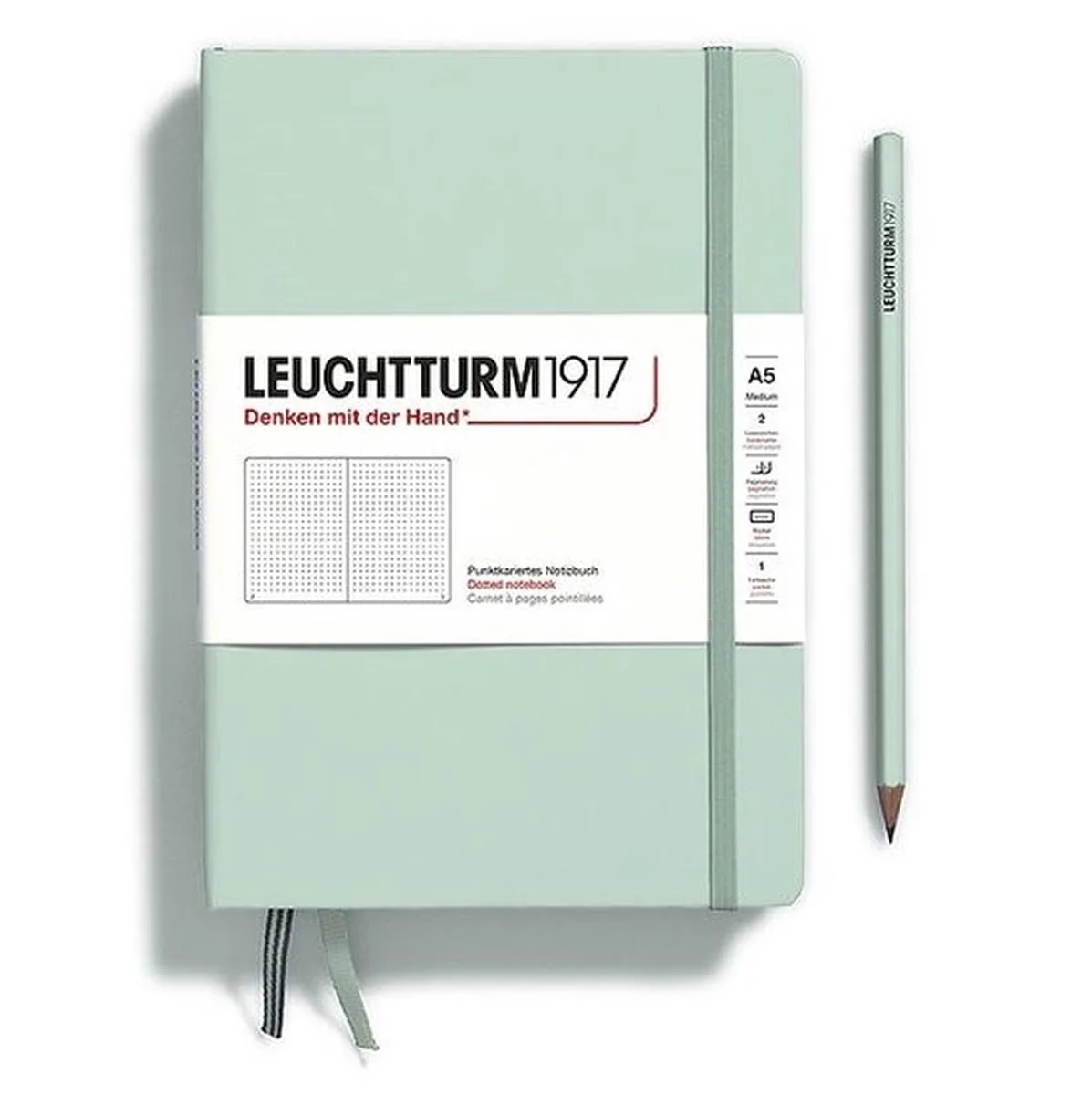 A5 Medium Natural Colours Notitieboek dotted - Notebook - 4004117625978 fra Leuchtturm1917 i Mint green – produktbillede