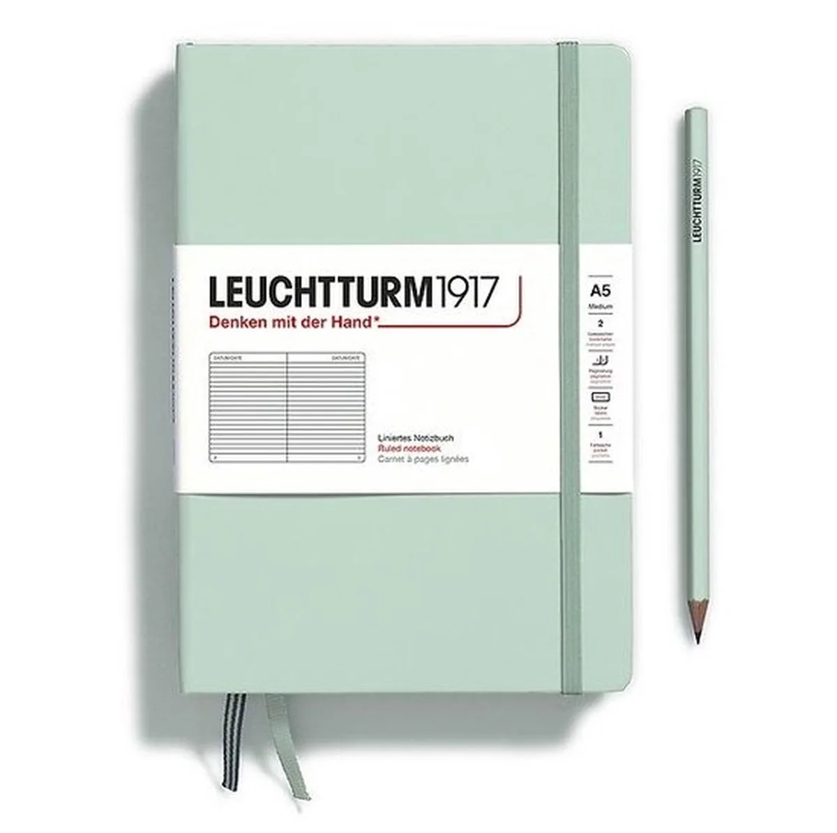 A5 Medium Natural Colours Notitieboek ruled - Notebook - 4004117625985 fra Leuchtturm1917 i Mint green – produktbillede