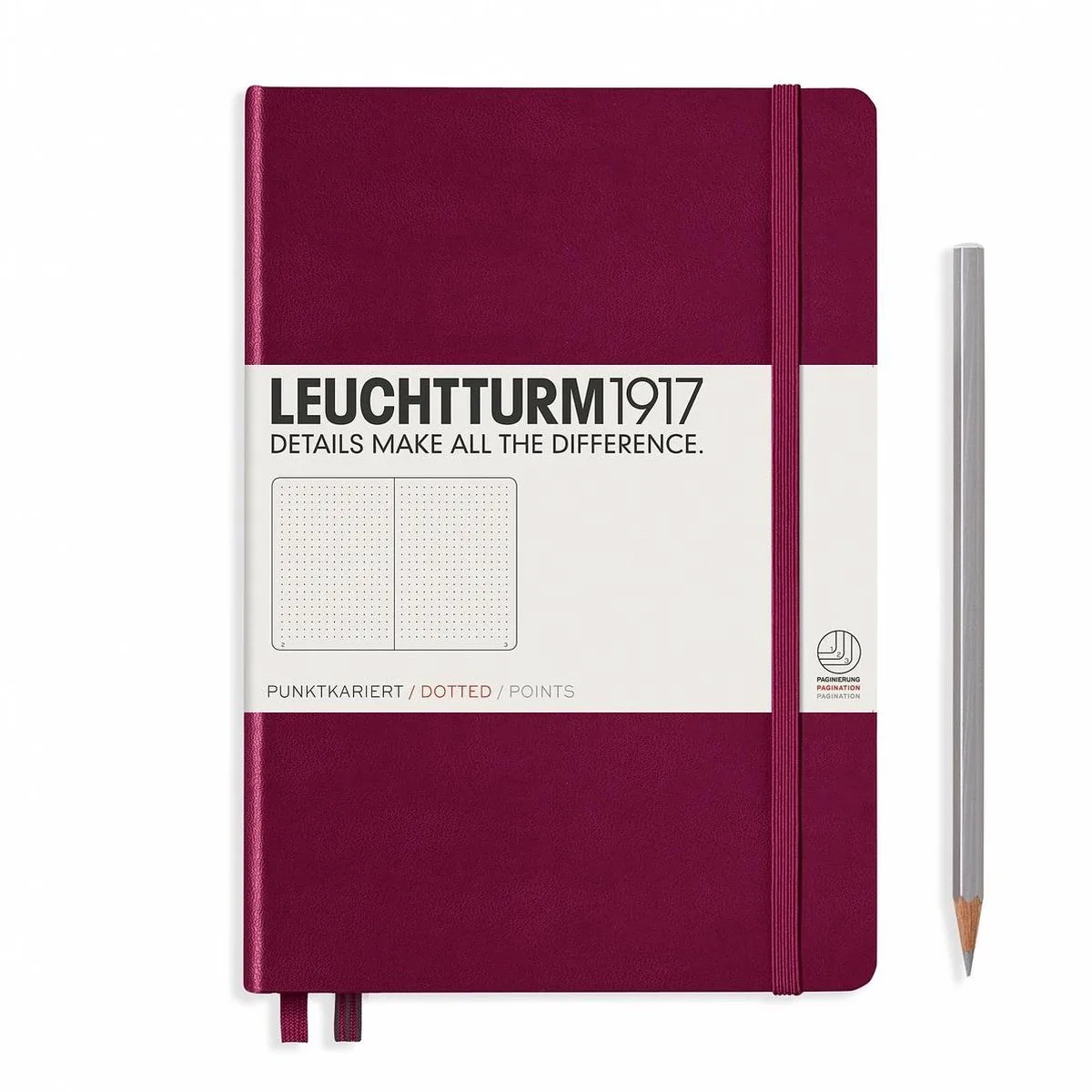 A5 Medium Notitieboek Dotted fra Leuchtturm1917 i Port red – produktbillede