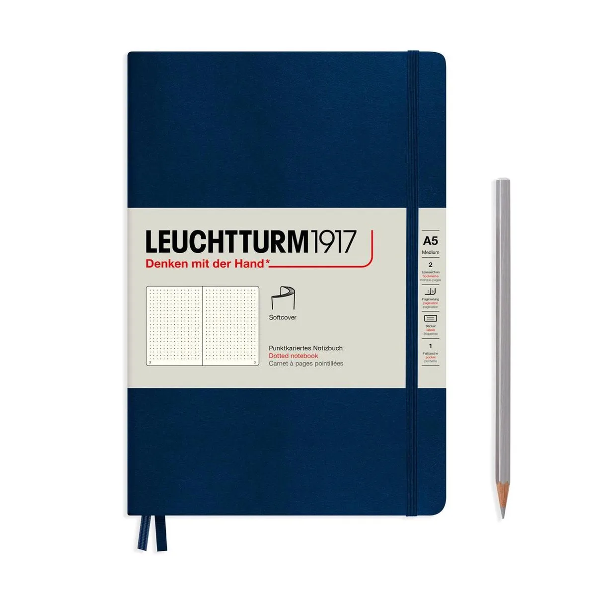 A5 Medium Notitieboek dotted softcover fra Leuchtturm1917 i Mørkeblå – produktbillede