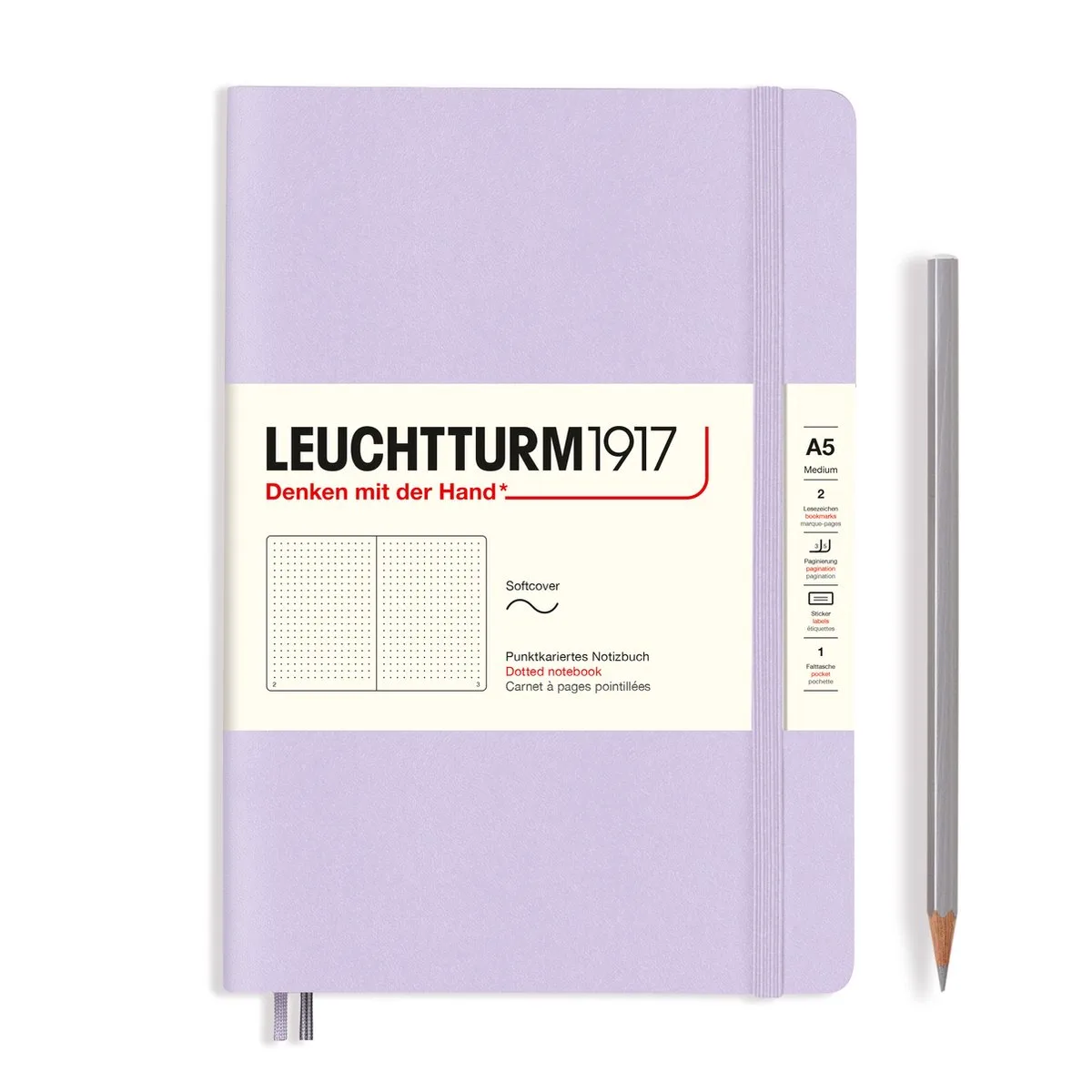 A5 Medium Notitieboek dotted softcover von Leuchtturm1917 in Lilac – Produktfoto