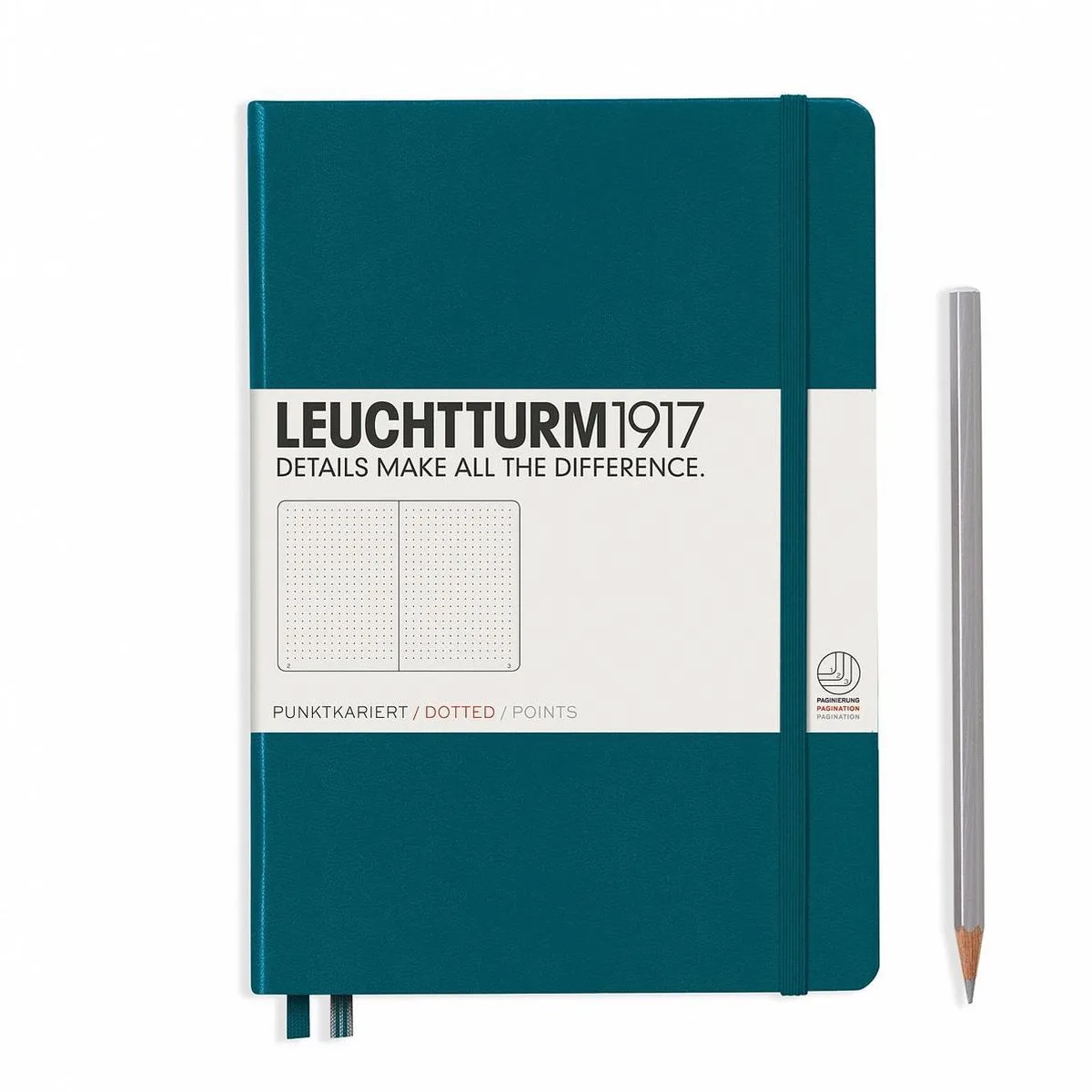 A5 Medium Notitieboek Hardcover Dotted Overig - Overig fra Leuchtturm1917 i Pacific green – produktbillede