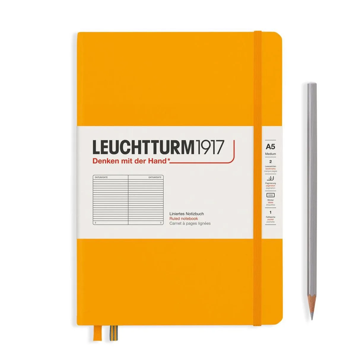 A5 Medium Notitieboek lined - Notebook - 4004117587986 van Leuchtturm1917 in Rising sun – productfoto