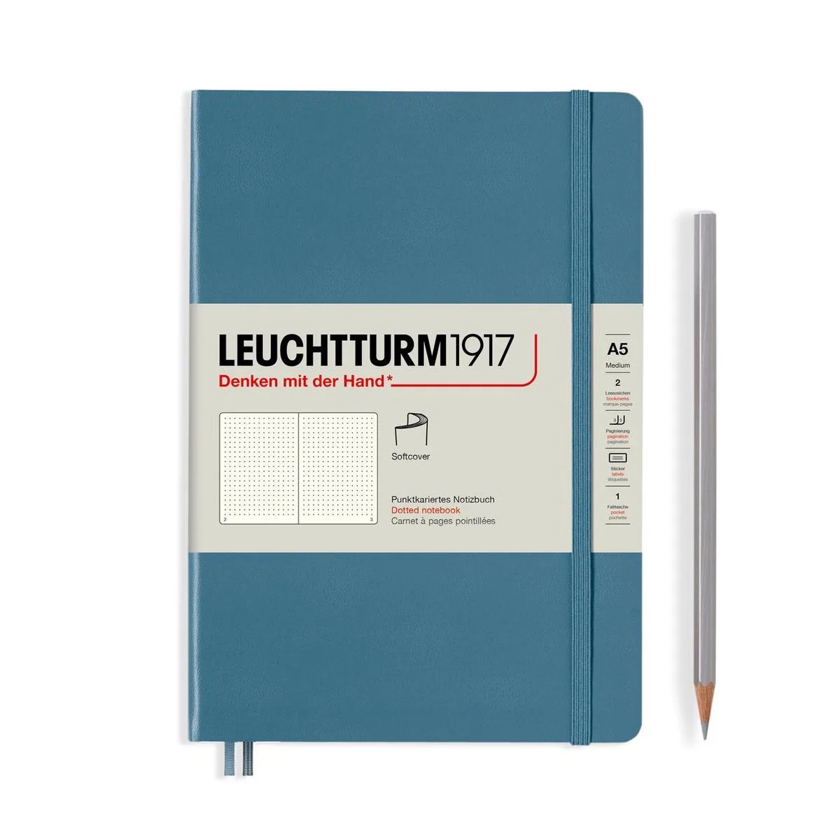 A5 Medium Notitieboek lined softcover von Leuchtturm1917 in Stone blue – Produktfoto