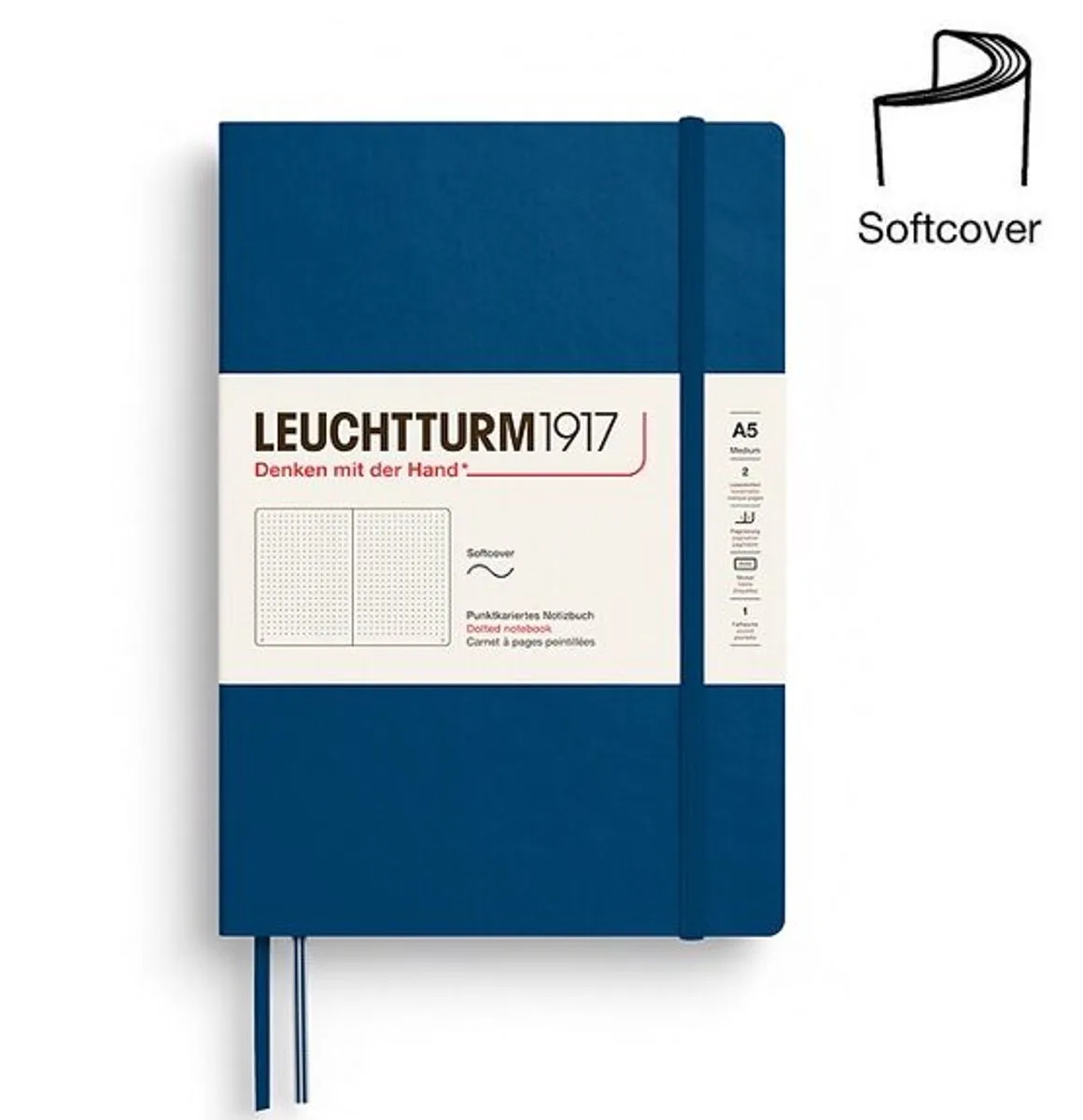 A5 Medium Notitieboek Softcover dotted från Leuchtturm1917 i Indigo – produktbild