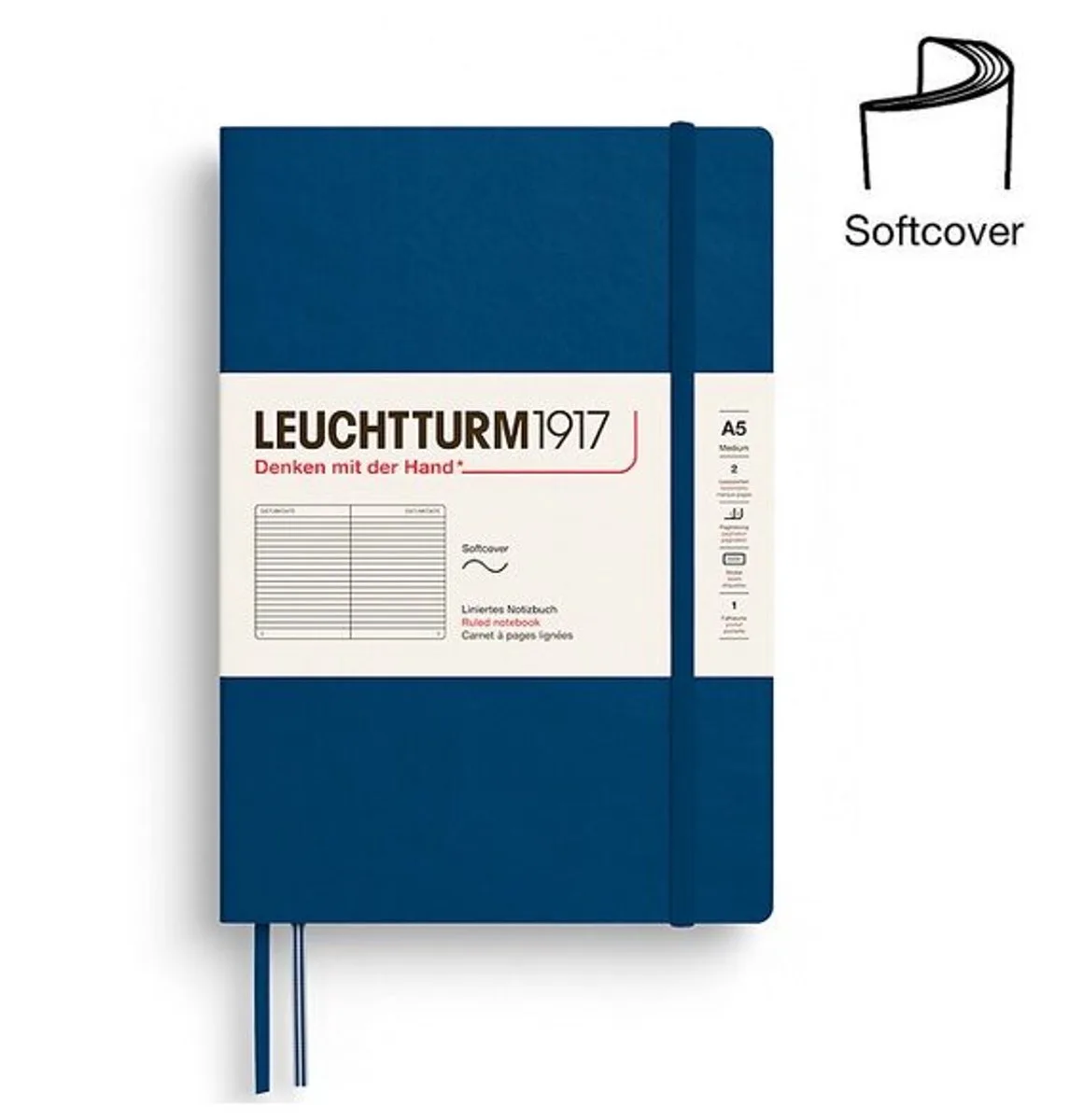 A5 Medium Notitieboek Softcover Ruled fra Leuchtturm1917 i Indigo – produktbillede
