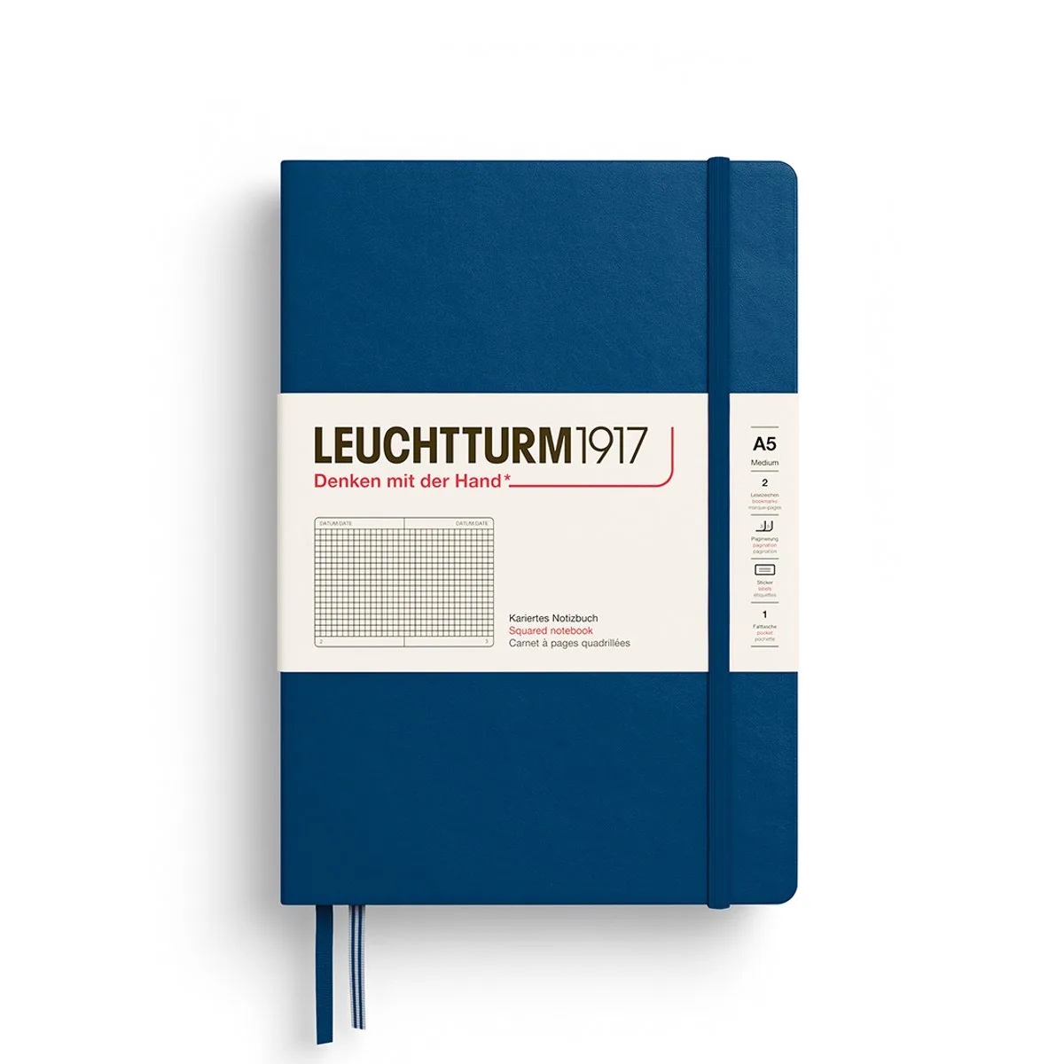 A5 Medium Notitieboek Squared / Geruit van Leuchtturm1917 in Indigo – productfoto