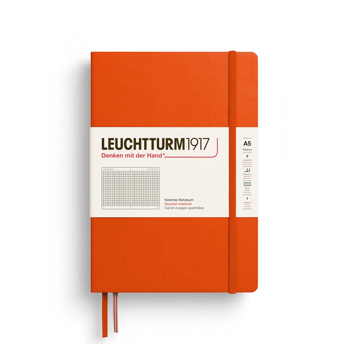 A5 Medium Notitieboek Squared / Geruit de Leuchtturm1917 en Pumpkin – photo produit