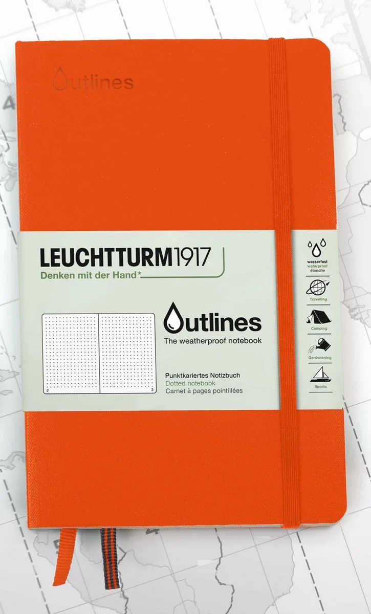 A5 Medium Wheatherproof Notitieboek dotted fra Leuchtturm1917 i Signal Orange – produktbillede