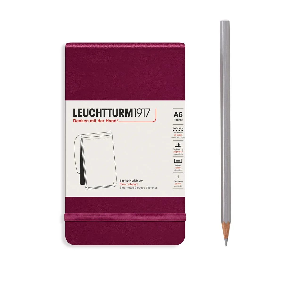 A6 Pocket Notitieblok Blanco från Leuchtturm1917 i Port red – produktbild