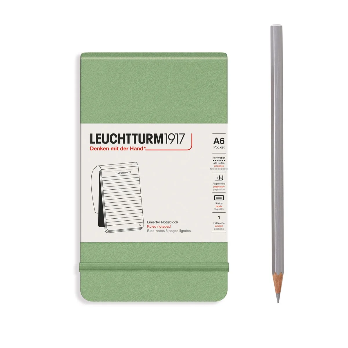 A6 Pocket Notitieblok Lined by Leuchtturm1917 in Sage – product photo