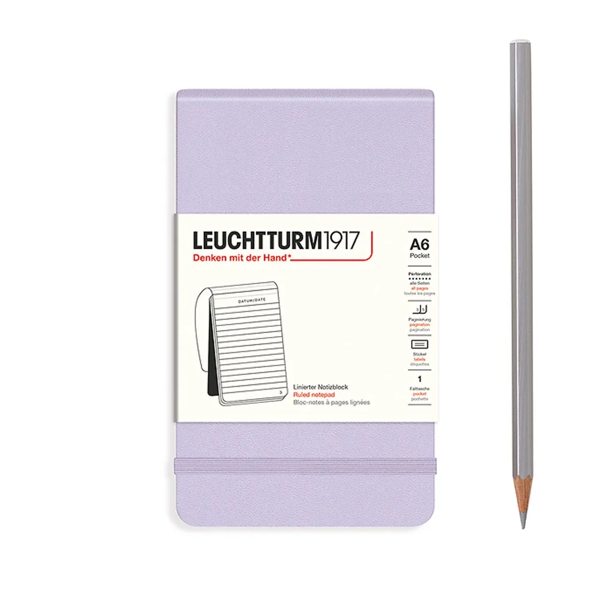 A6 Pocket Notitieblok ruled by Leuchtturm1917 in Lilac – product photo