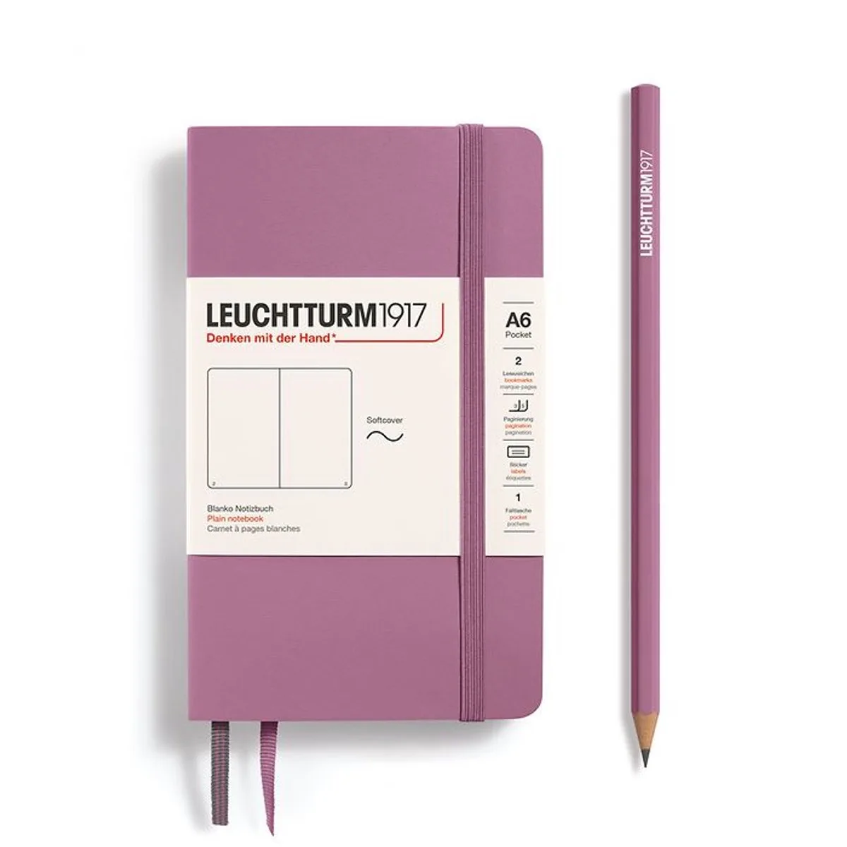 A6 Pocket Notitieboek Blanco Softcover fra Leuchtturm1917 i Dusty rose – produktbillede