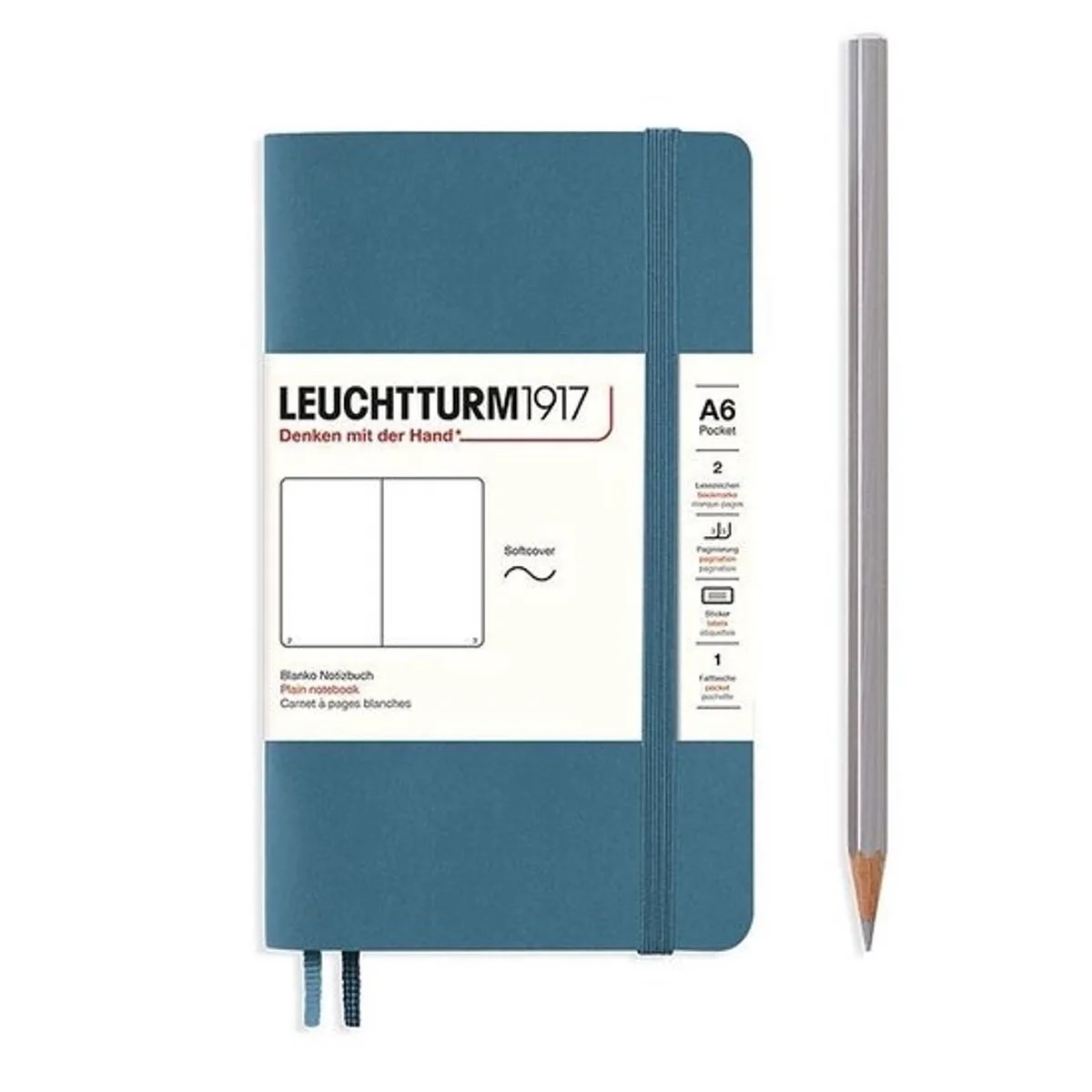 A6 Pocket Notitieboek Blanco Softcover - Notebook - 4004117610905 von Leuchtturm1917 in Stone blue – Produktfoto