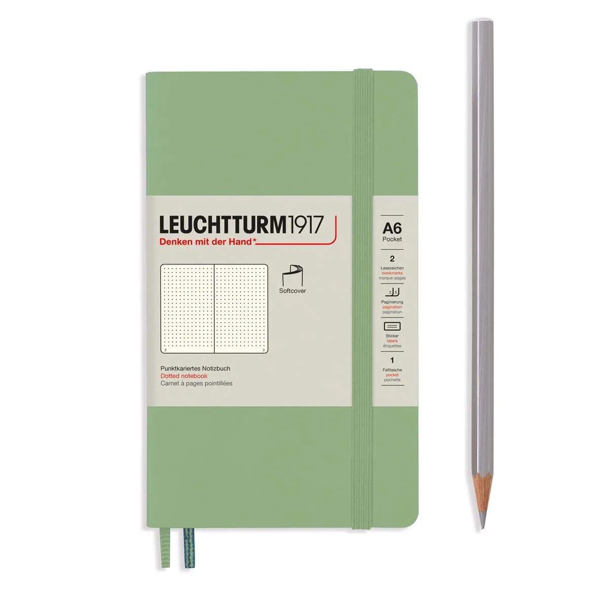 A6 Pocket Notitieboek dotted Softcover fra Leuchtturm1917 i Sage – produktbillede