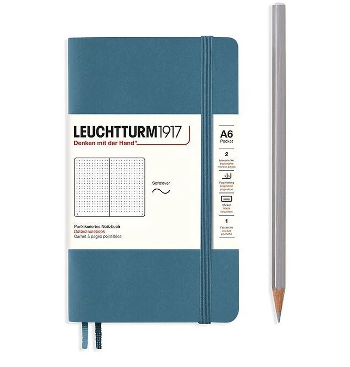 A6 Pocket Notitieboek dotted Softcover från Leuchtturm1917 i Stone Blue – produktbild