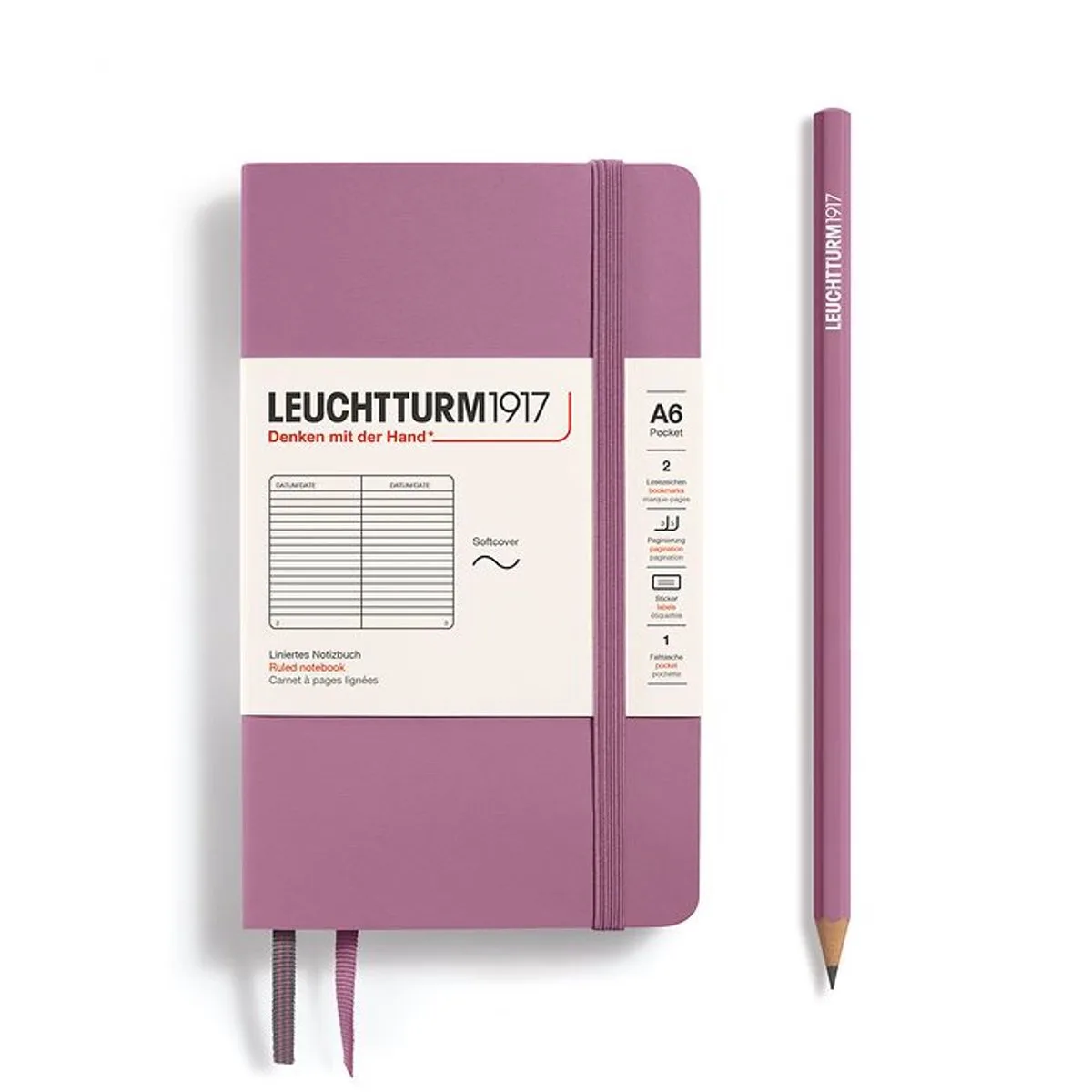 A6 Pocket Notitieboek ruled Softcover by Leuchtturm1917 in Dusty rose – product photo