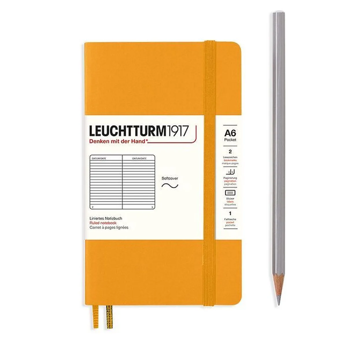 A6 Pocket Notitieboek ruled Softcover de Leuchtturm1917 en Rising sun – photo produit
