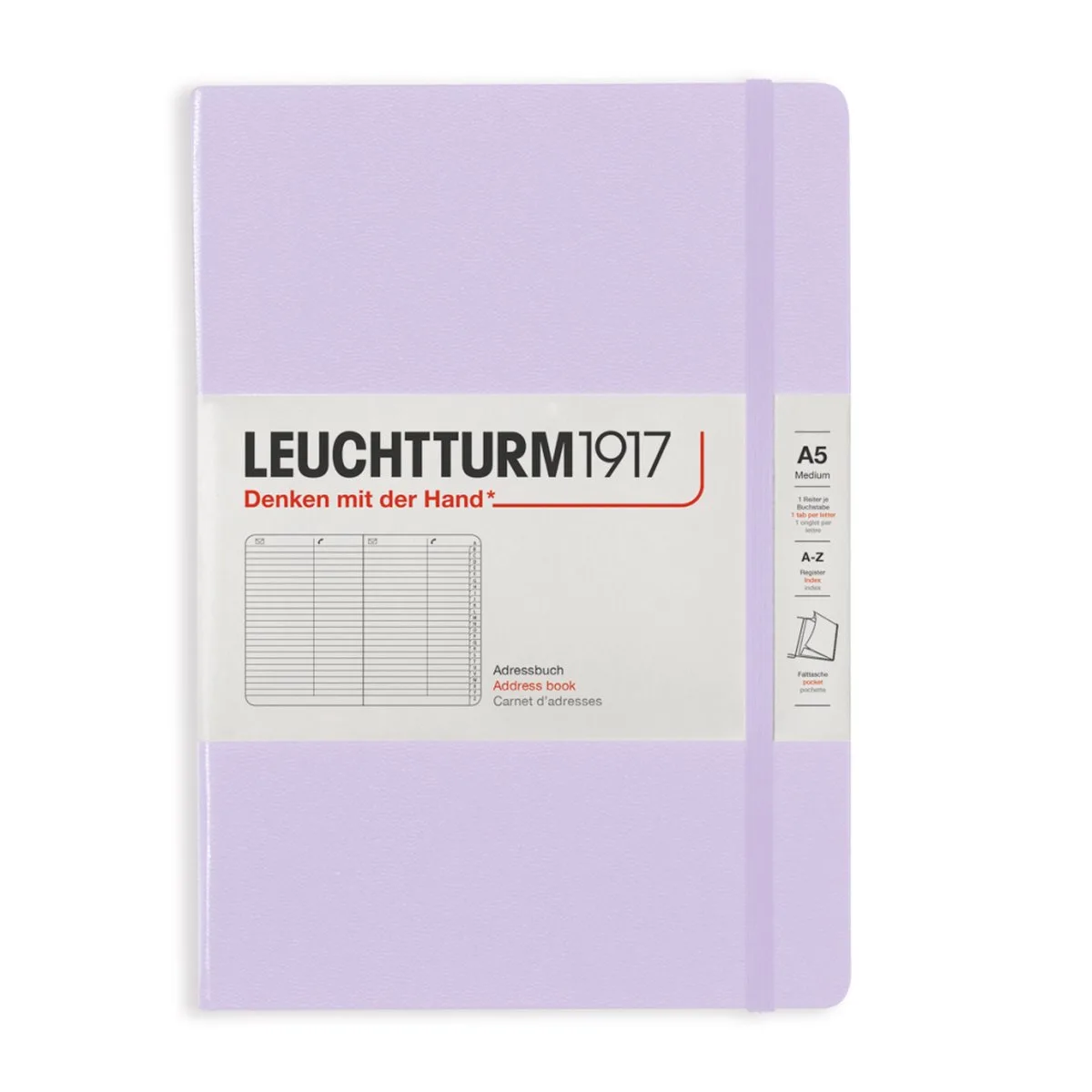 adresboek lilac medium hardcover a5 145x210mm fra Leuchtturm1917 i Lilla – produktbillede