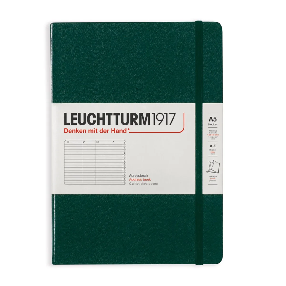 adresboek medium hardcover a5 145x210mm von Leuchtturm1917 in Forest Green – Produktfoto