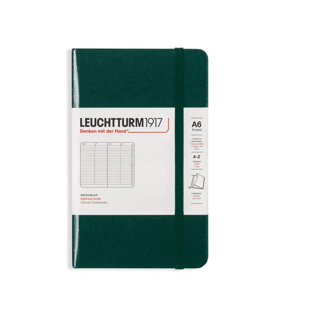 adresboek pocket hardcover a6 90x150mm fra Leuchtturm1917 i Forest green – produktbillede
