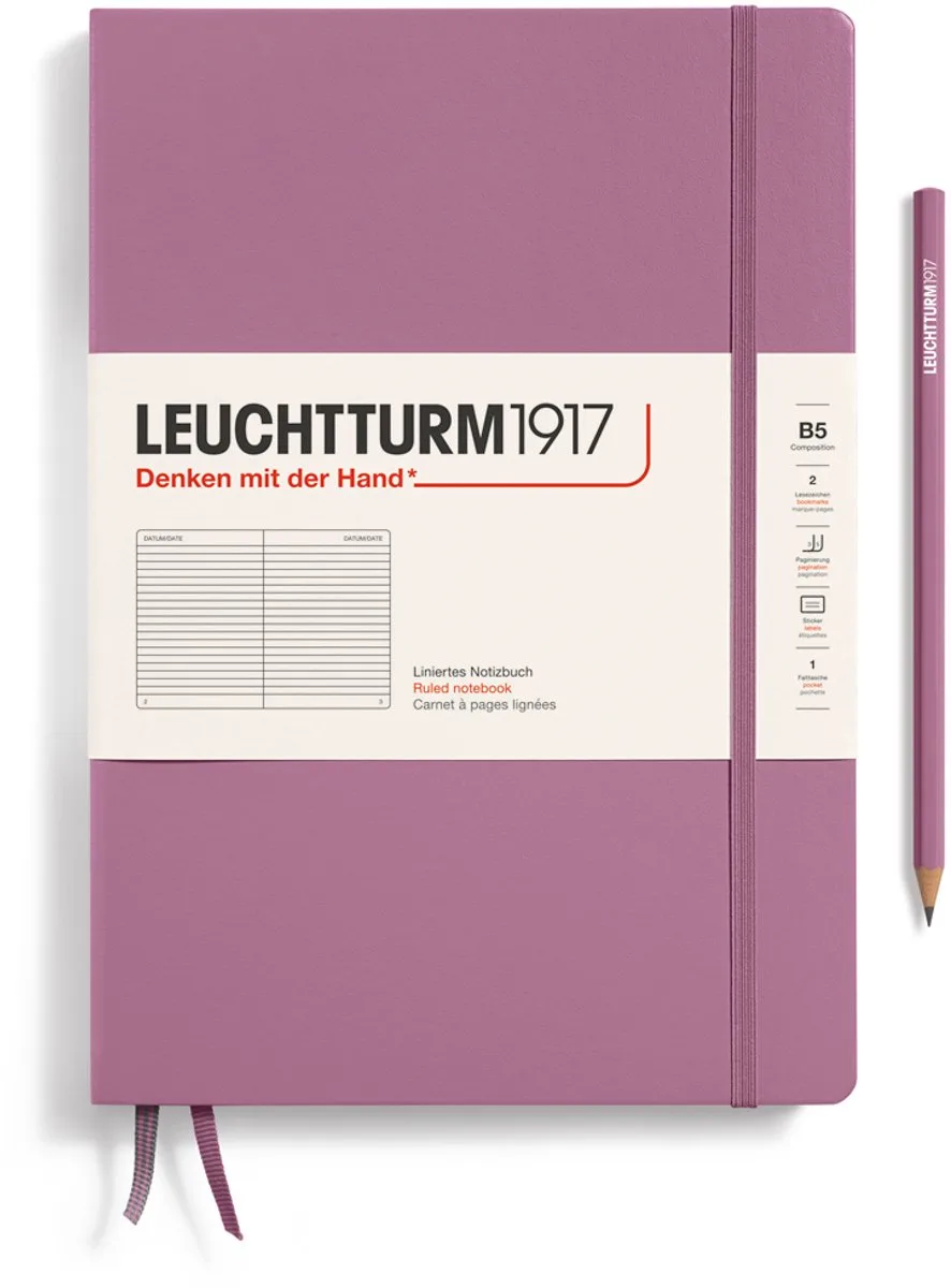 B5 Composition Notitieboek hardcover Ruled van Leuchtturm1917 in Dusty rose – productfoto