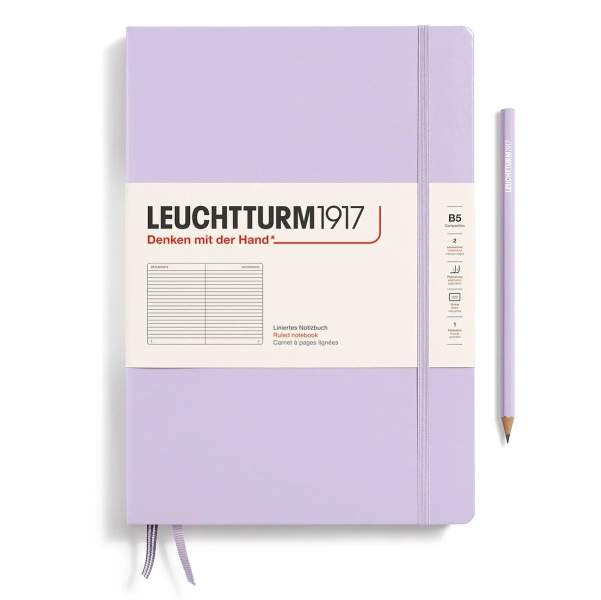 B5 Composition Notitieboek met harde kaft ruled by Leuchtturm1917 in Lilac – product photo