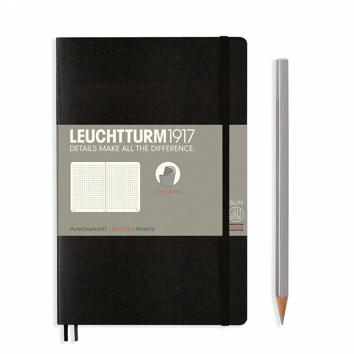 B6+ Paperback Notitieboek met zachte kaft dotted Black - Notebook - 4004117538575 by Leuchtturm1917 in Black – product photo