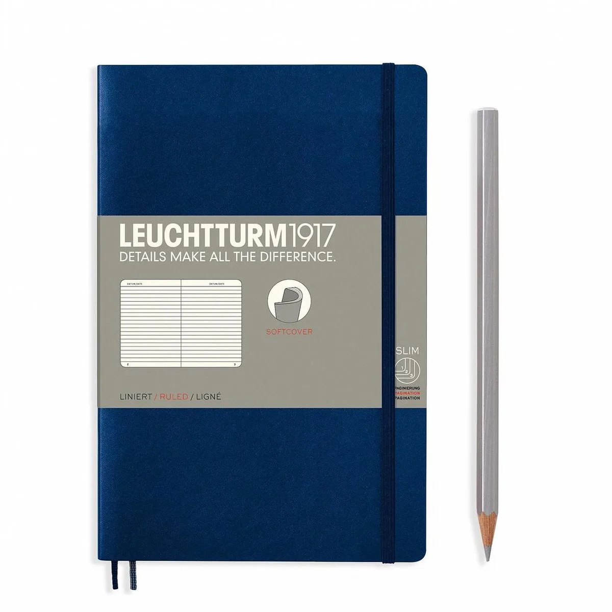 B6+ Paperback Notitieboek met zachte kaft lined Navy de Leuchtturm1917 en Navy blauw – photo produit