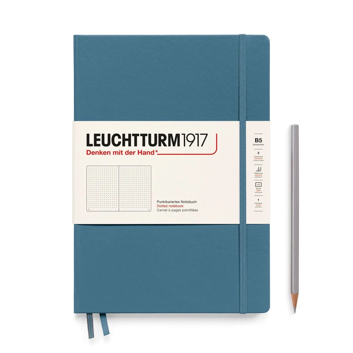 Hardcover- B5- 18 x 25.5 cm- Notitieboek - Dot von Leuchtturm1917 in Stone Blue – Produktfoto
