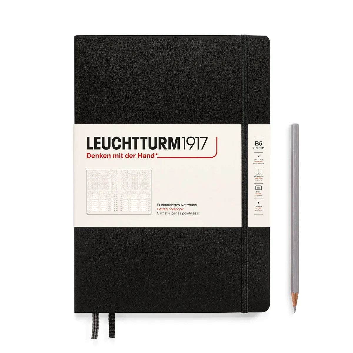 Hardcover- B5- 18 x 25.5 cm- Notitieboek - Dot von Leuchtturm1917 in Schwarz – Produktfoto