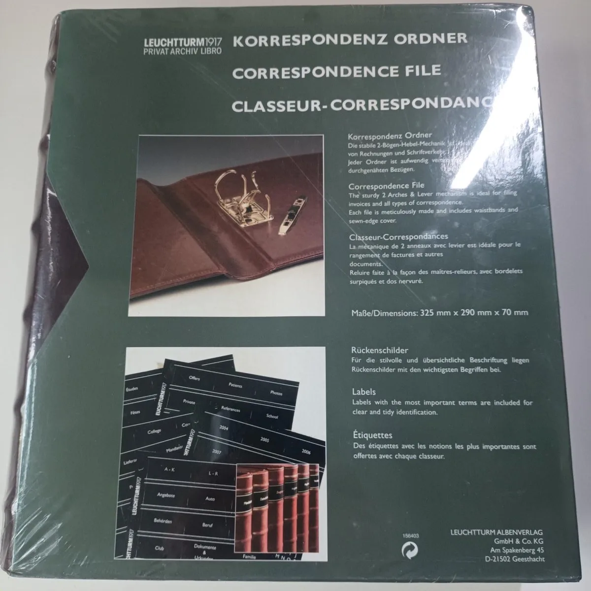 Korrespondentie Ordner 2 rings Correspondence File Kunstleder van Leuchtturm1917 in Bruin – productfoto