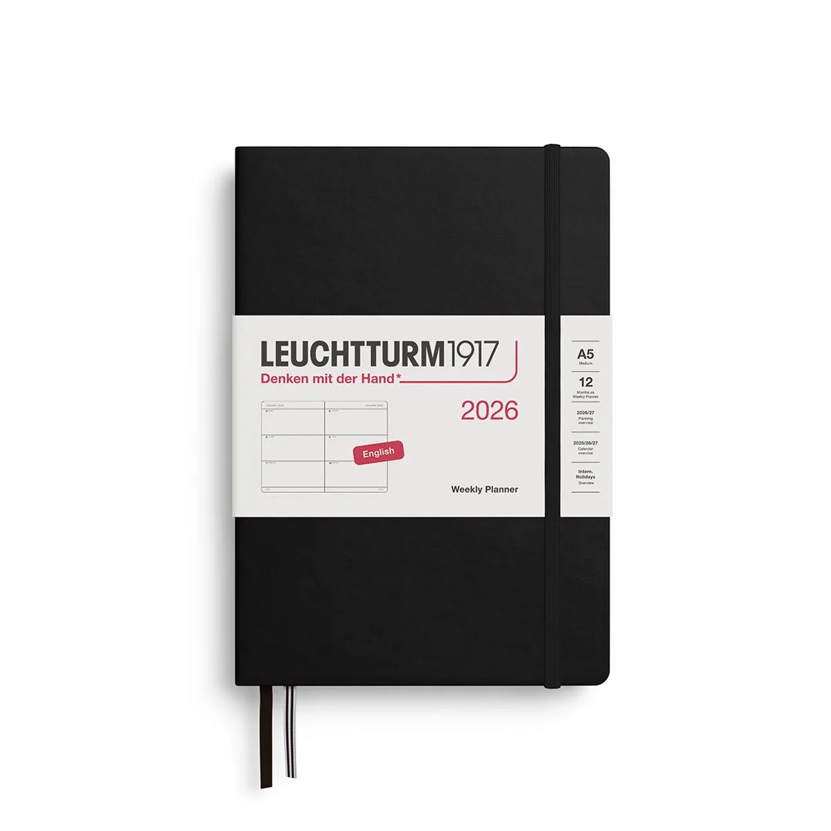 Leuchtturm1917 - 2026 Agenda - A5 Medium - Zwarte kaft - hardcover fra Leuchtturm1917 i Sort – produktbillede