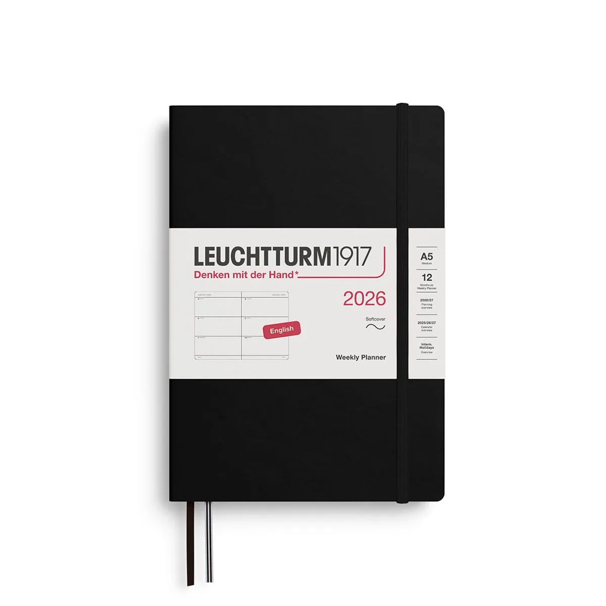 Leuchtturm1917 - 2026 Agenda - A5 Medium - Zwarte kaft - softcover fra Leuchtturm1917 i Sort – produktbillede