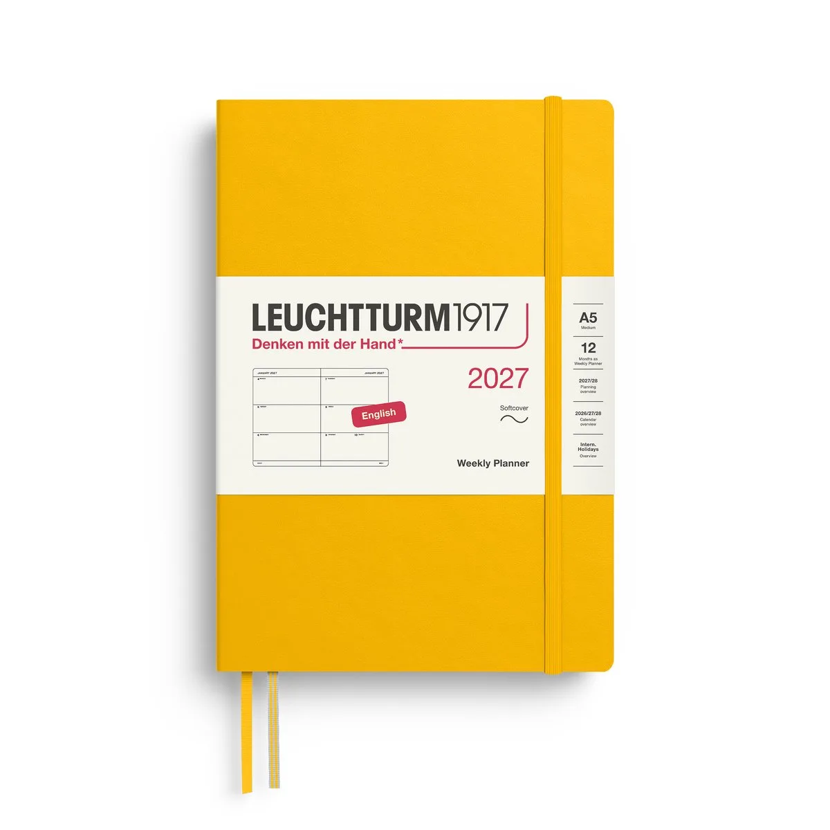 Leuchtturm1917 - 2027 - Agenda - Weekly Planner - A5 Medium 15x21cm - sunflower - softcover de Leuchtturm1917 en Zonnebloem geel, Sunflower – photo produit