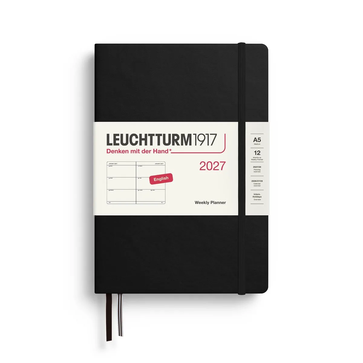 Leuchtturm1917 - 2027 - Agenda - Weekly Planner - A5 Medium 15x21cm - black - hardcover de Leuchtturm1917 en Noir – photo produit