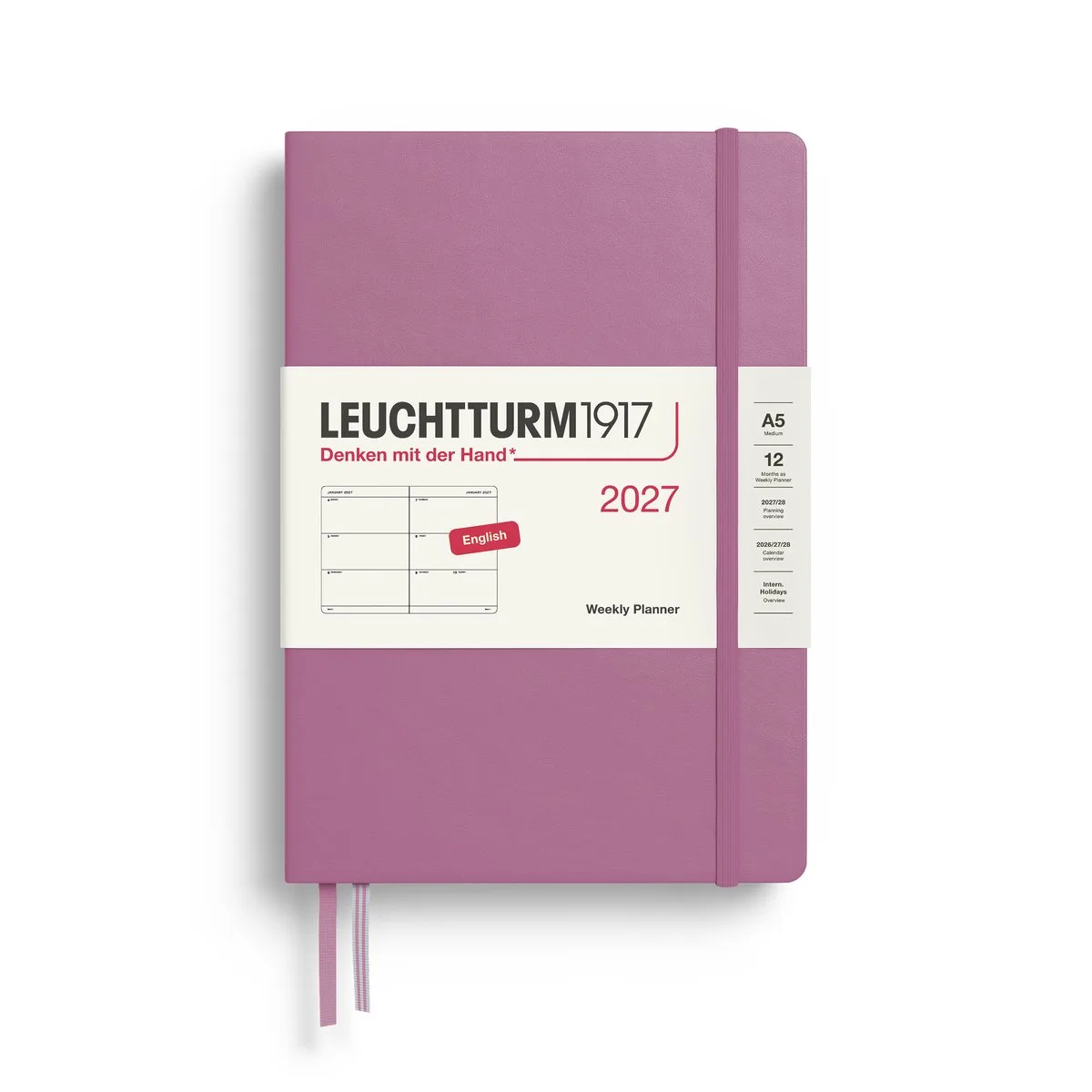 Leuchtturm1917 - 2027 - Agenda - Weekly Planner - A5 Medium 15x21cm - dusty rose - hardcover de Leuchtturm1917 en Oud roze, Dusty rose – photo produit