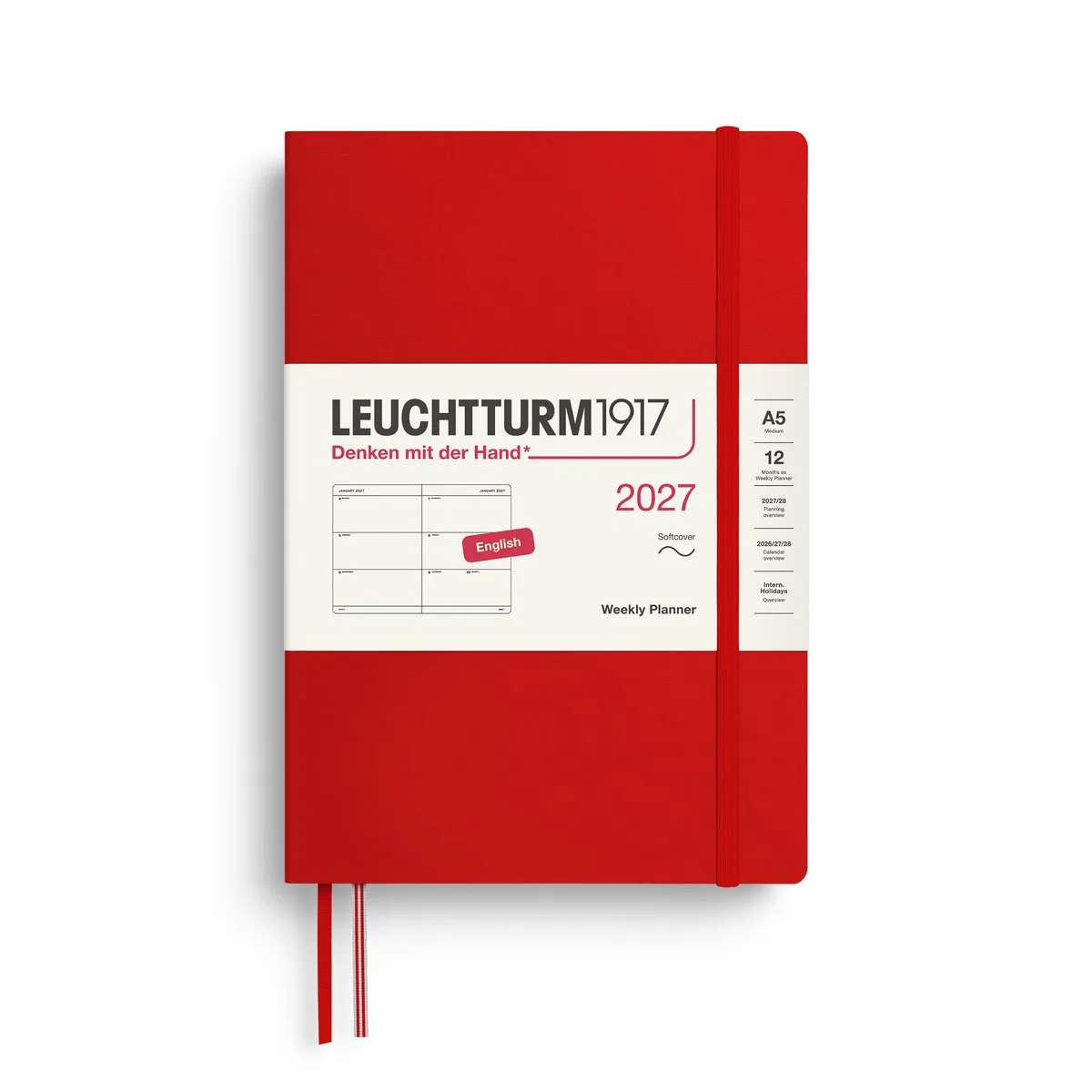 Leuchtturm1917 - 2027 - Agenda - Weekly Planner - A5 Medium 15x21cm - cherry - softcover från Leuchtturm1917 i Cherry, Fel rood – produktbild