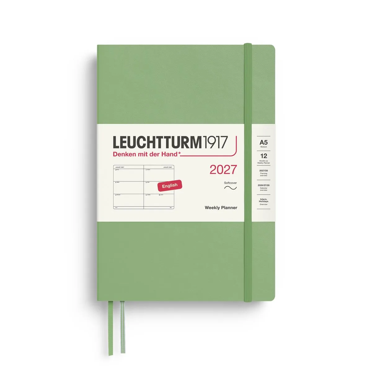 Leuchtturm1917 - 2027 - Agenda - Weekly Planner - A5 Medium 15x21cm - sage - softcover de Leuchtturm1917 en Salie groen, Sage – photo produit