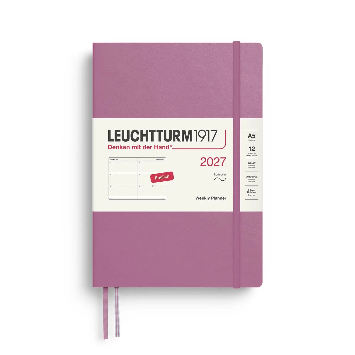 Leuchtturm1917 - 2027 - Agenda - Weekly Planner - A5 Medium 15x21cm - dusty rose - softcover från Leuchtturm1917 i Oud roze, Dusty rose – produktbild