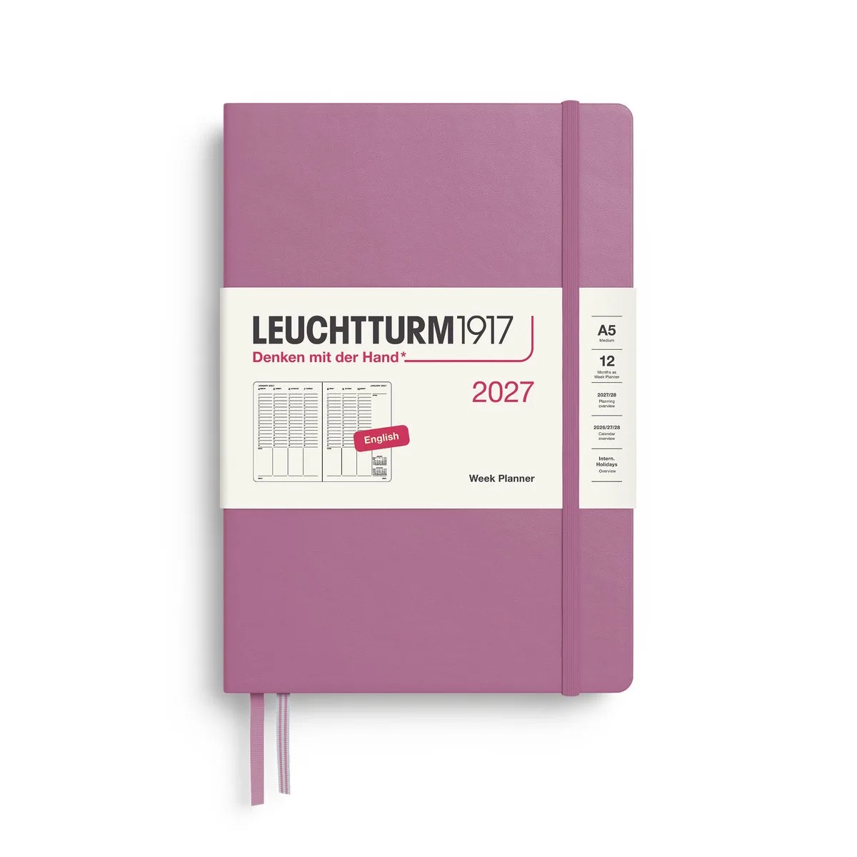 Leuchtturm1917 - 2027 - Week Planner - A5 Medium 15x21cm - dusty rose - hardcover de Leuchtturm1917 en Oud roze, Dusty rose – photo produit