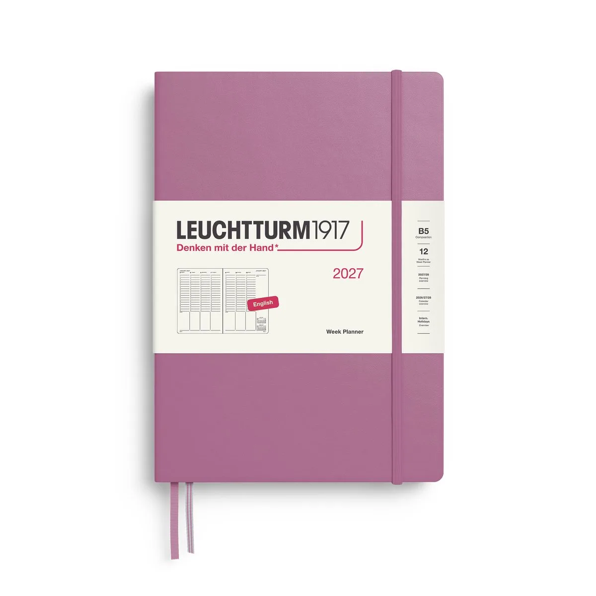Leuchtturm1917 - 2027 - Week Planner - B5 Composition 18x25cm - dusty rose från Leuchtturm1917 i Oud roze, Dusty rose – produktbild